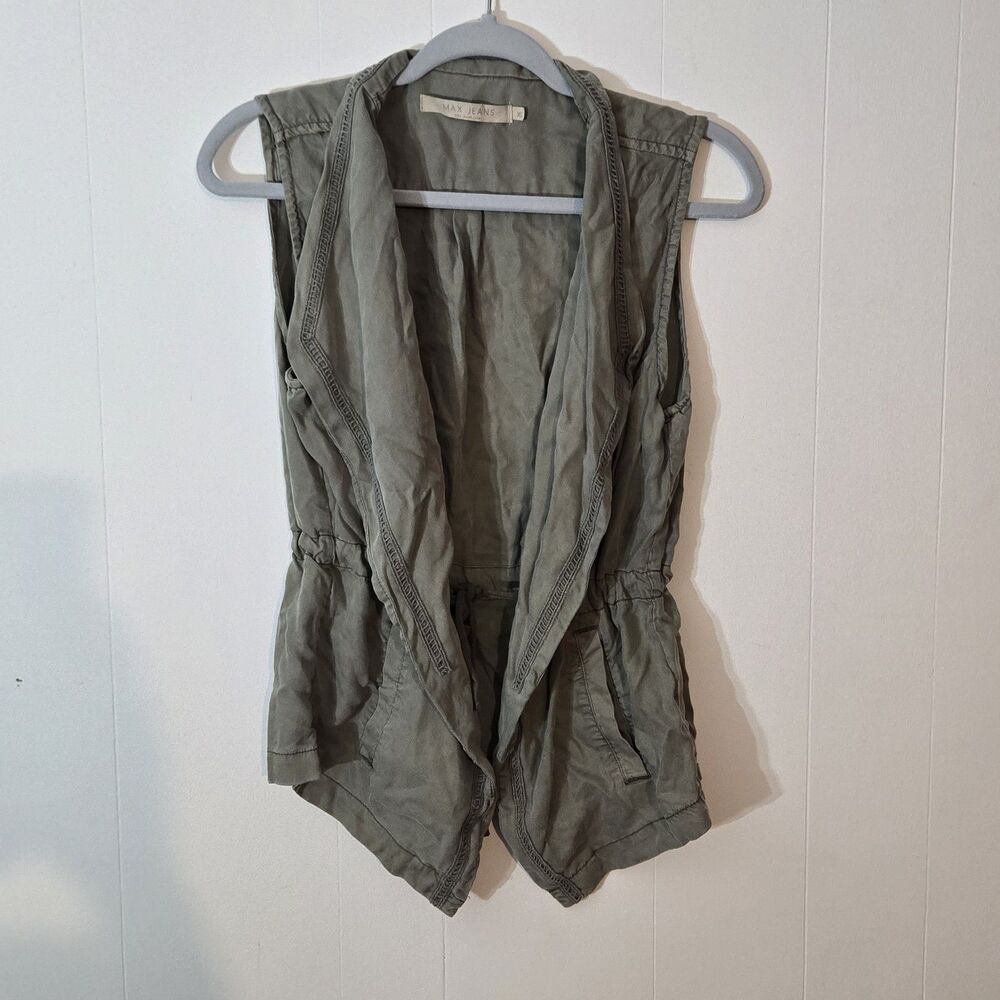 MAX JEANS Womens Jacket/Vest Olive Boho Utility Safari